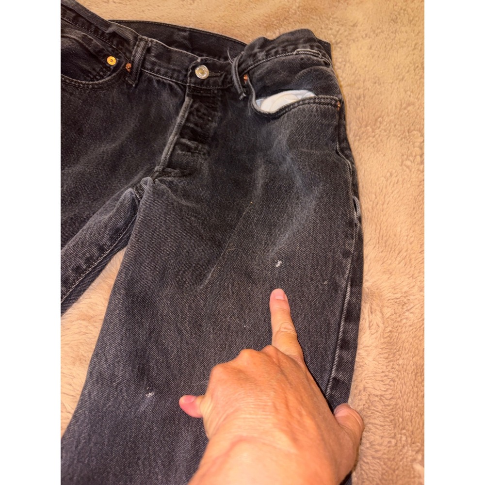 Levis 501 Original Fit Mens Black Faded Straight Leg Button Fly Jeans 34x30 - Picture 3 of 12